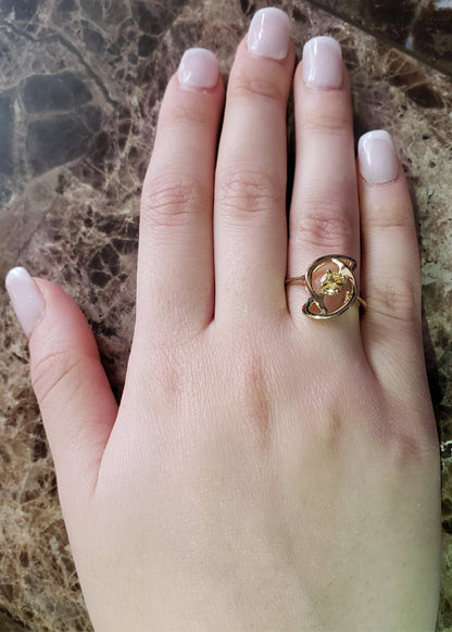 14Kt Gold Yellow Citrine Infinity Design Ring