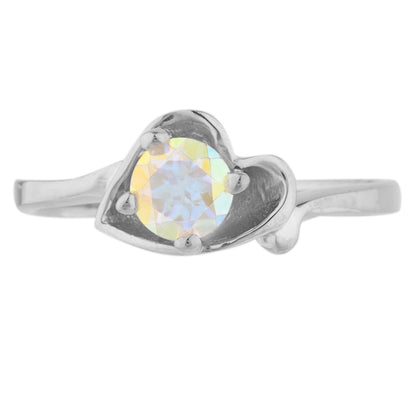 14Kt Gold Natural Mercury Mist Mystic Topaz Round Heart Ring