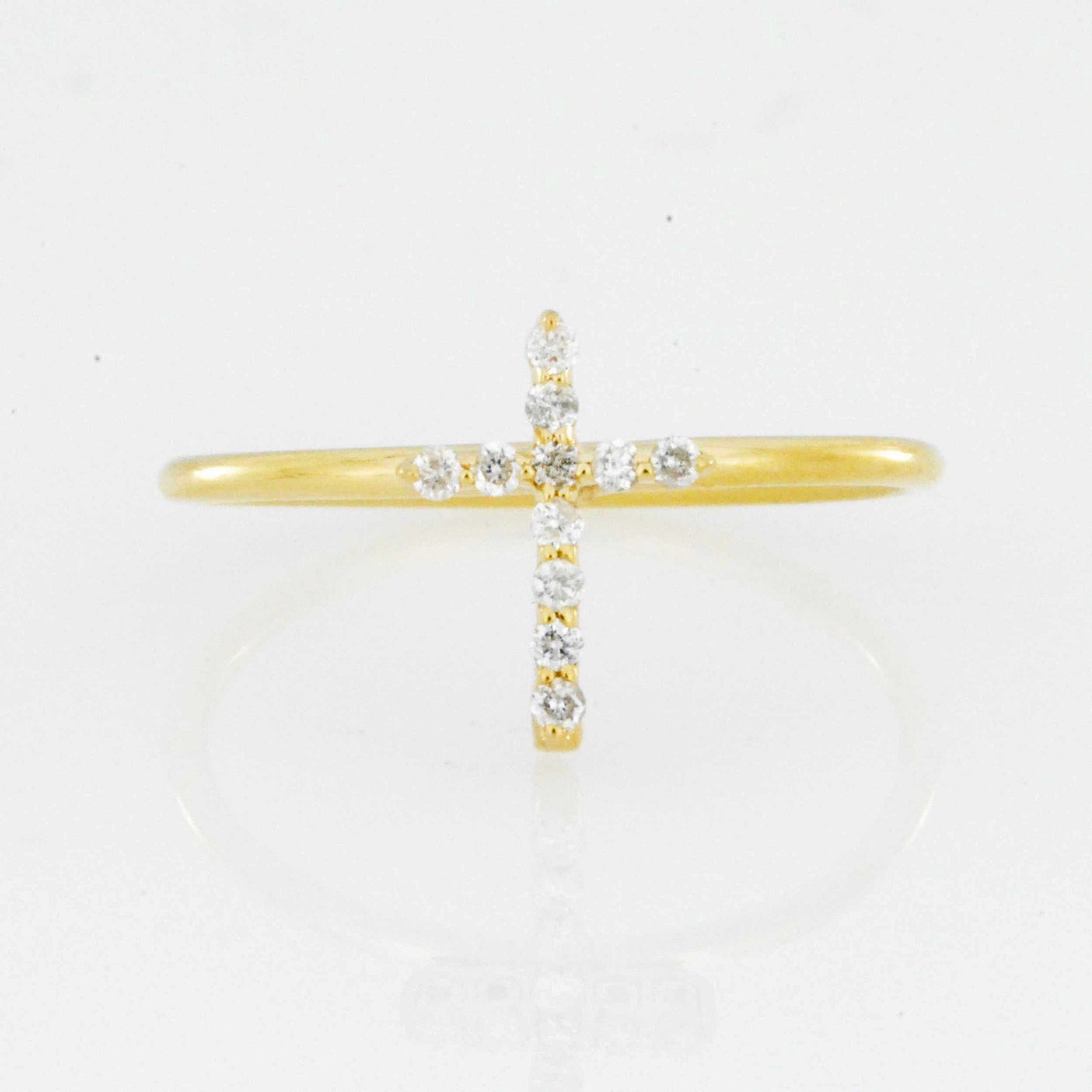 14Kt Gold Genuine Natural Diamond Cross Ring