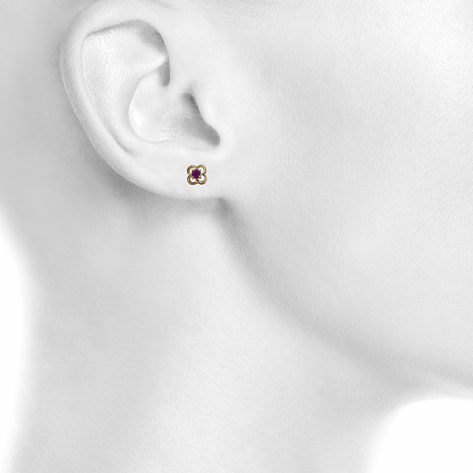 14Kt Gold Created Ruby Love Knot Stud Earrings