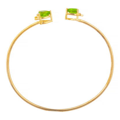 Peridot & Diamond Devil Heart Bangle Bracelet 14Kt Yellow Gold Rose Gold Silver