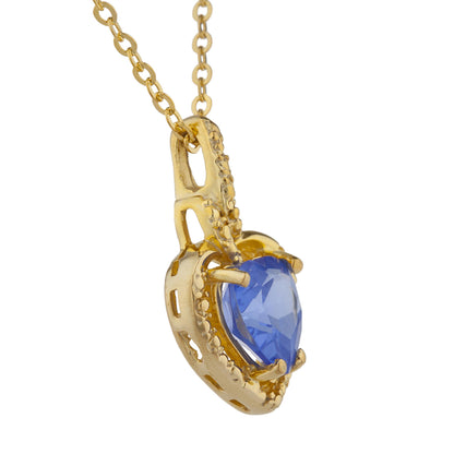 14Kt Gold Tanzanite Heart Design Pendant Necklace