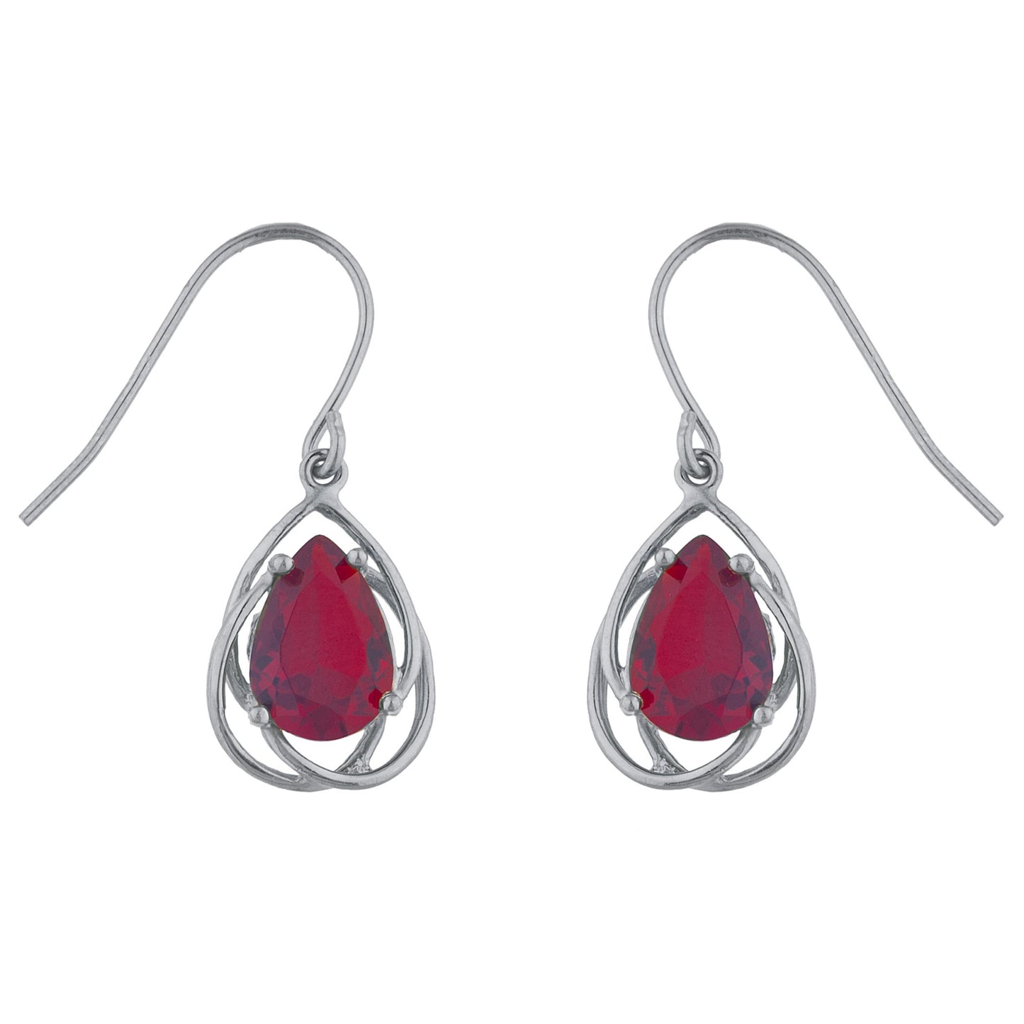 4 Ct Garnet Pear Teardrop Design Dangle Earrings .925 Sterling Silver