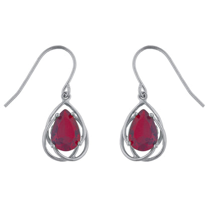 4 Ct Garnet Pear Teardrop Design Dangle Earrings .925 Sterling Silver