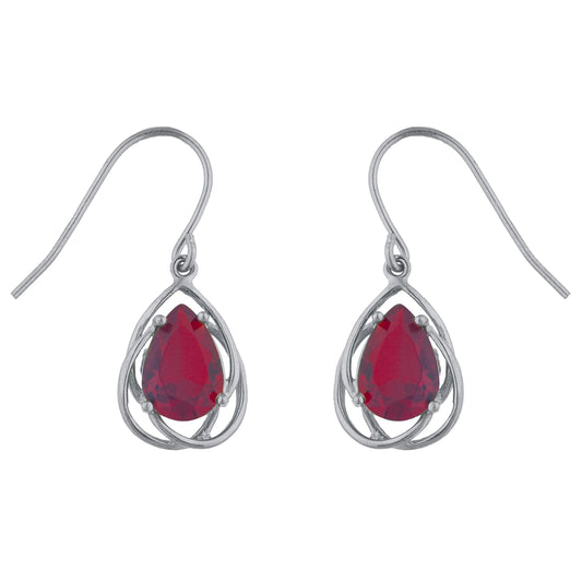 4 Ct Garnet Pear Teardrop Design Dangle Earrings .925 Sterling Silver