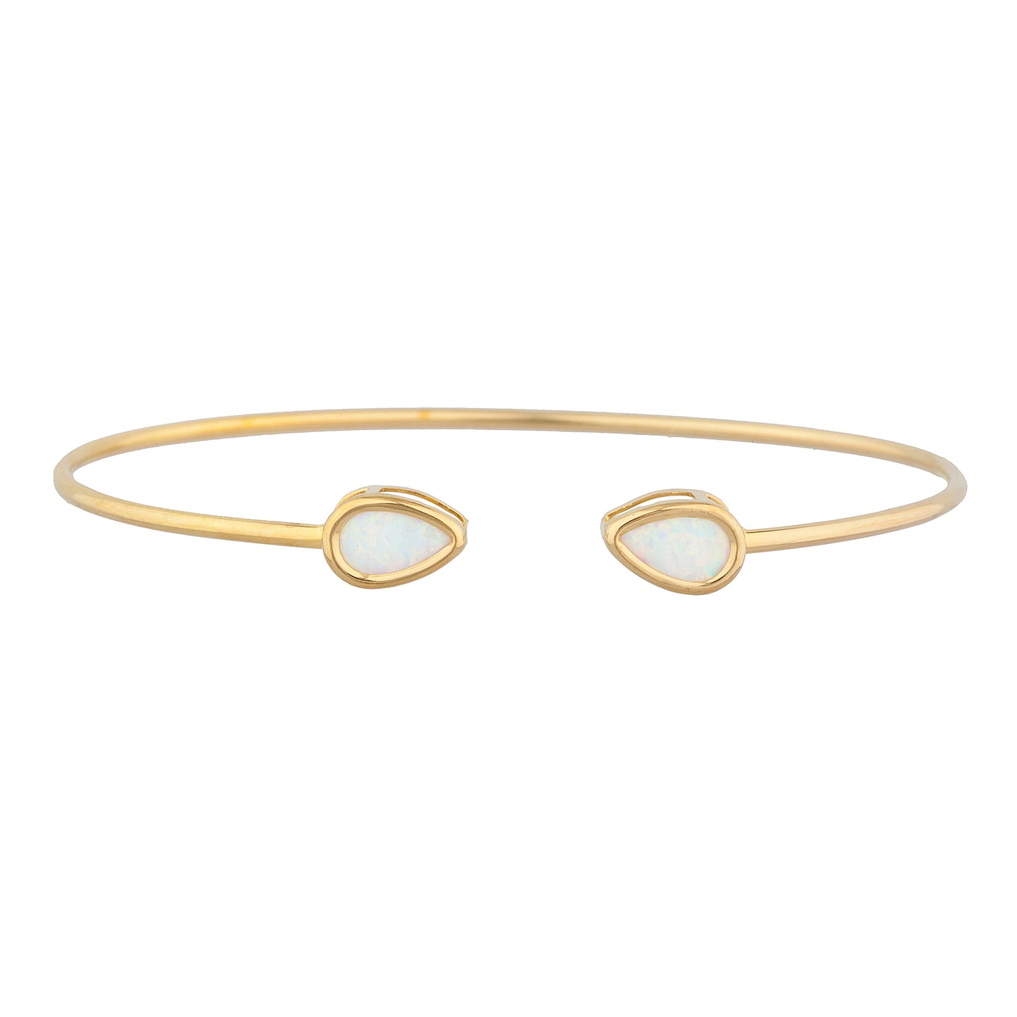 14Kt Gold Opal Pear Bezel Bangle Bracelet