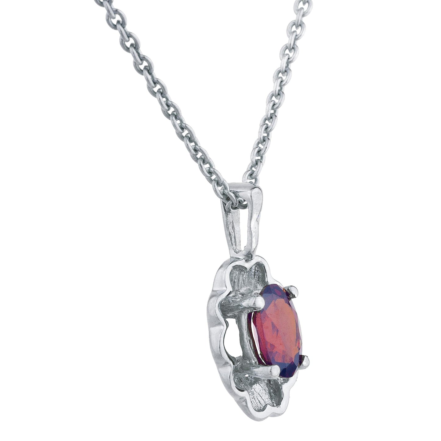 0.50 Ct Garnet Oval Design Pendant .925 Sterling Silver