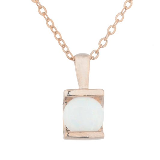 14Kt Rose Gold Plated Opal Half Channel Pendant