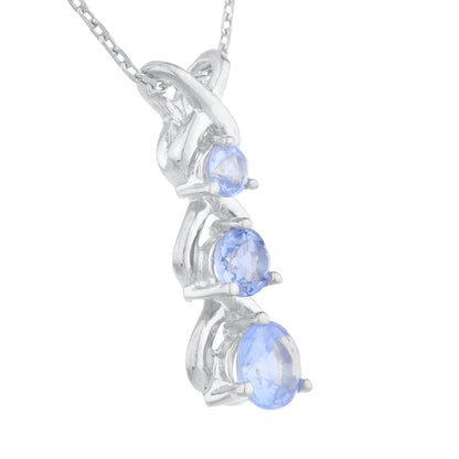 Tanzanite Round Past Present Future Pendant .925 Sterling Silver