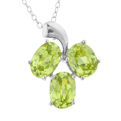 4.5 Ct Peridot Oval Design Pendant .925 Sterling Silver