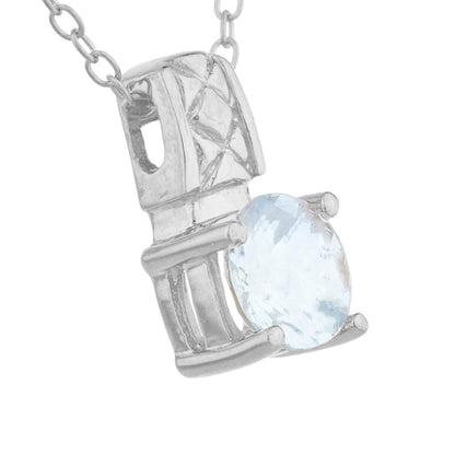 1 Ct Genuine Aquamarine Round Design Pendant .925 Sterling Silver