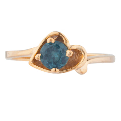 14Kt Gold London Blue Topaz Round Heart Ring