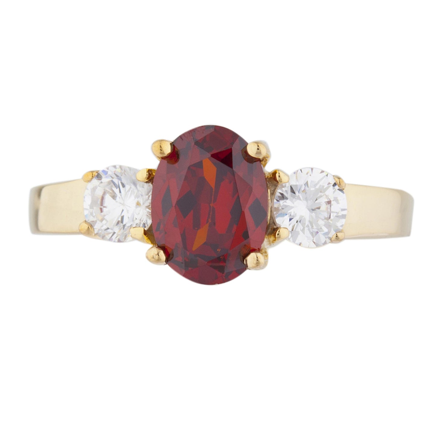 14Kt Gold 2 Ct Garnet & Zirconia Oval Ring