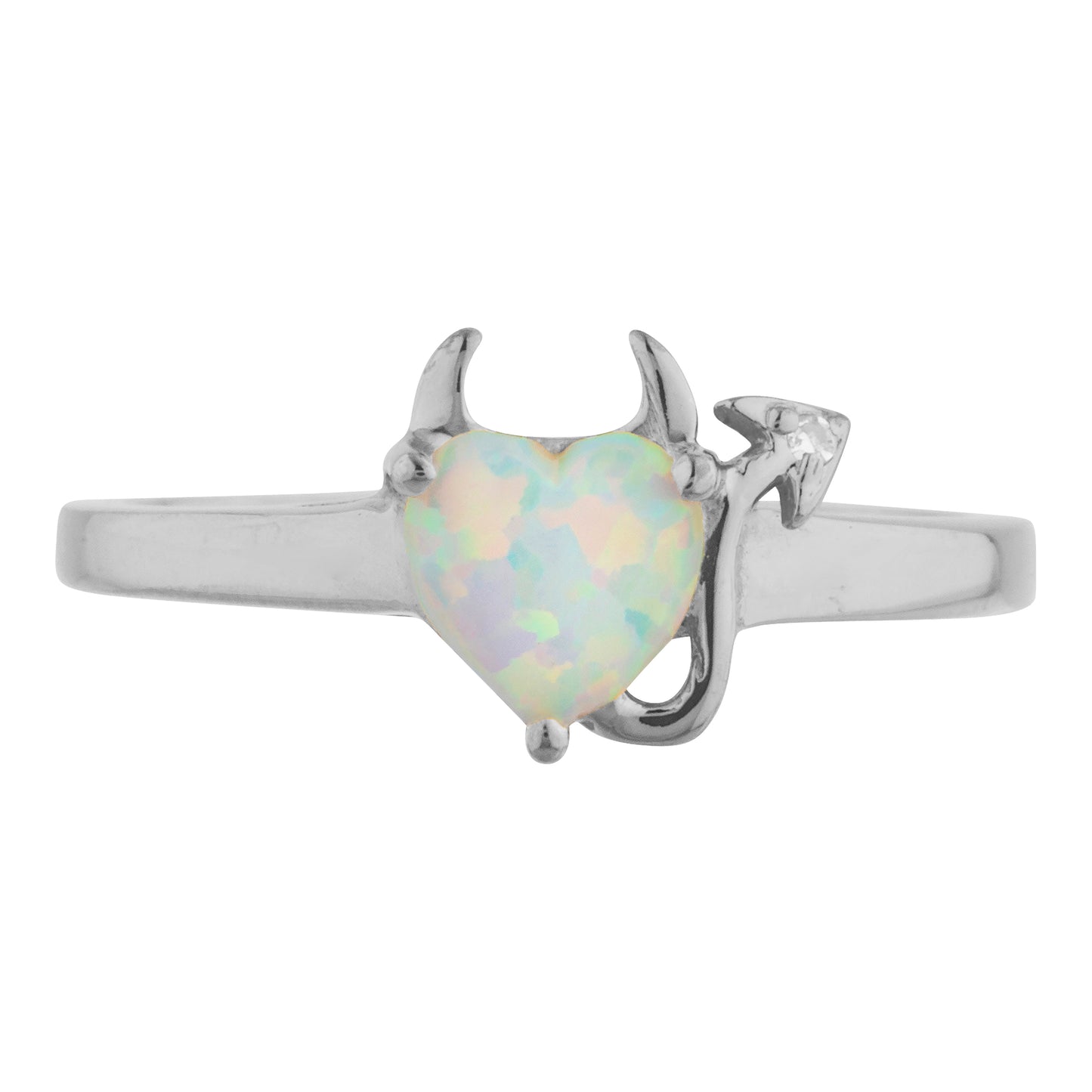 Opal & Diamond Devil Heart Ring 14Kt Yellow Gold Rose Gold Silver