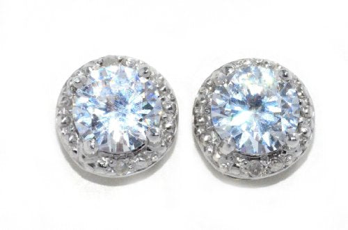 2 Ct White Topaz Round Diamond Stud Earrings .925 Sterling Silver