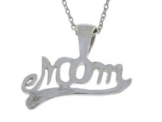 Diamond MOM Pendant .925 Sterling Silver Rhodium Finish