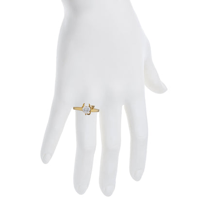 Zirconia & Diamond Devil Heart Ring 14Kt Yellow Gold Rose Gold Silver