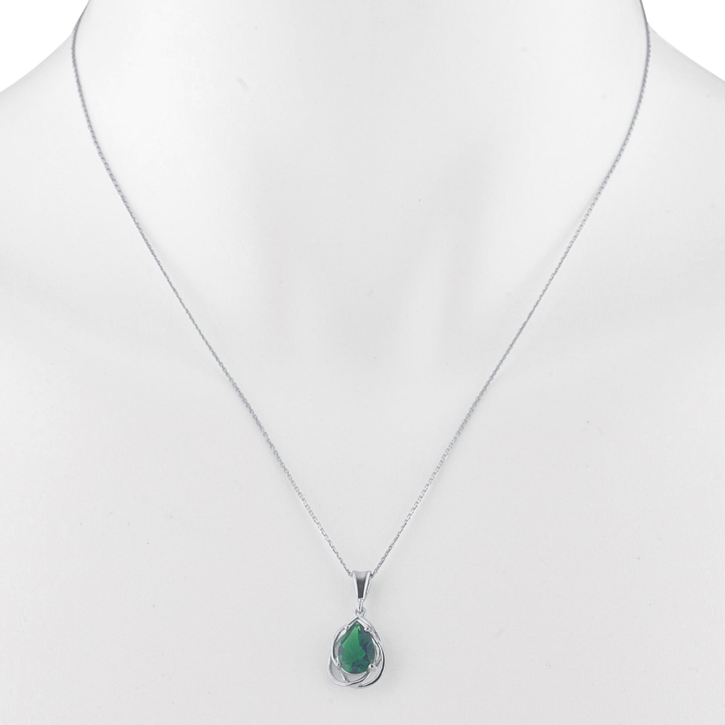 2 Ct Emerald Pear Teardrop Design Pendant .925 Sterling Silver