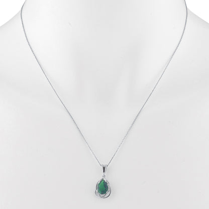 2 Ct Emerald Pear Teardrop Design Pendant .925 Sterling Silver