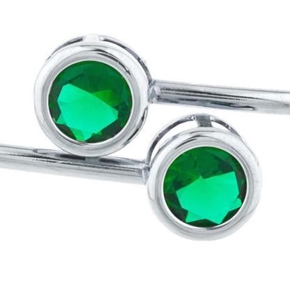 2 Ct Emerald Round Bezel Bangle Bracelet .925 Sterling Silver