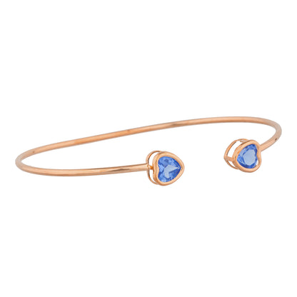 14Kt Rose Gold Plated Tanzanite Heart Bezel Bangle Bracelet