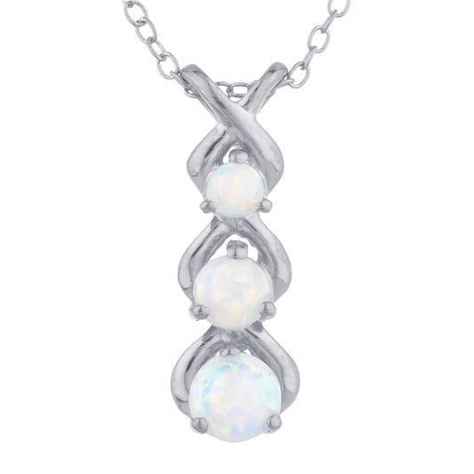 Opal Round Past Present Future Pendant .925 Sterling Silver