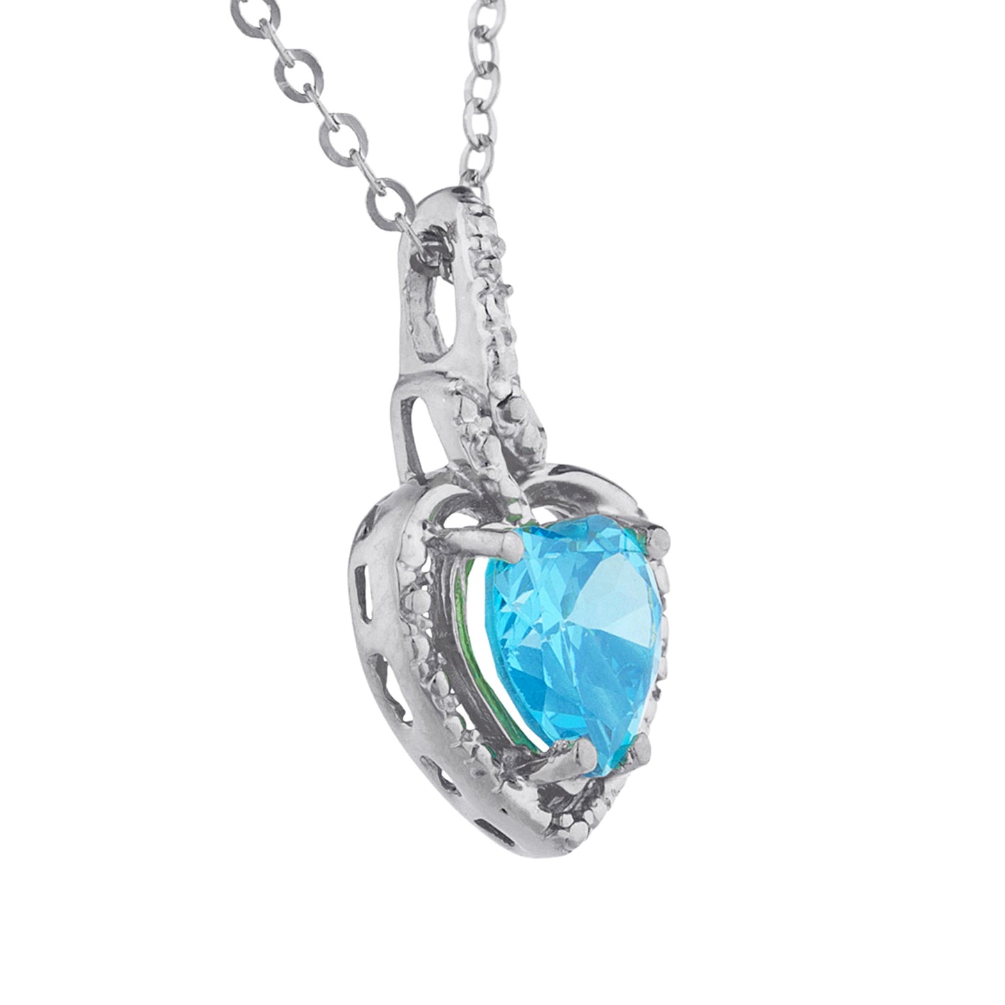 1.5 Ct Swiss Blue Topaz Heart Design Pendant .925 Sterling Silver