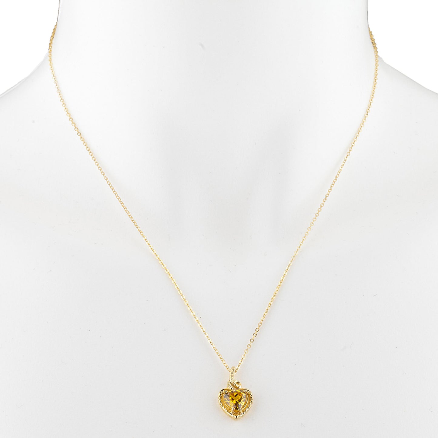 14Kt Yellow Gold Plated Yellow Citrine Heart Design Pendant