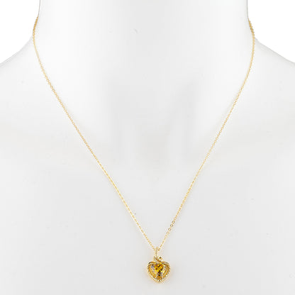 14Kt Yellow Gold Plated Yellow Citrine Heart Design Pendant