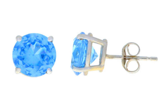 4 Carat Blue Topaz Stud Earrings .925 Sterling Silver