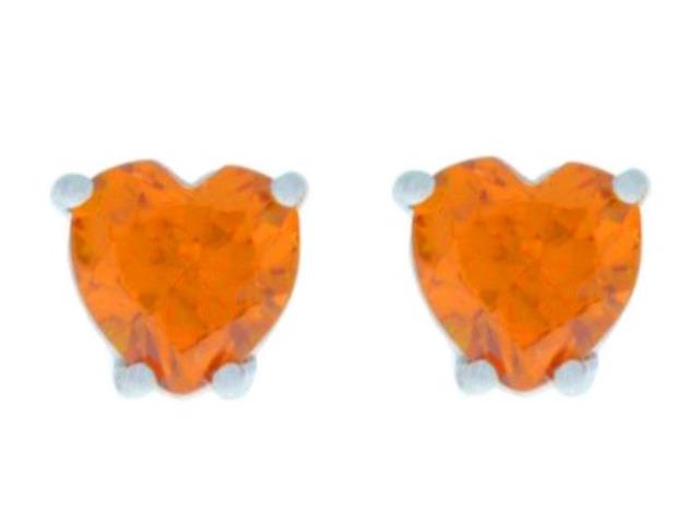 2 Ct Citrine Heart Stud Earrings .925 Sterling Silver