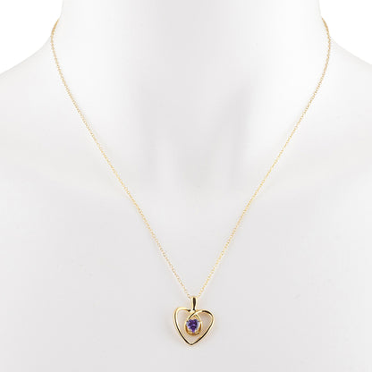 14Kt Gold Alexandrite Heart Design Pendant Necklace