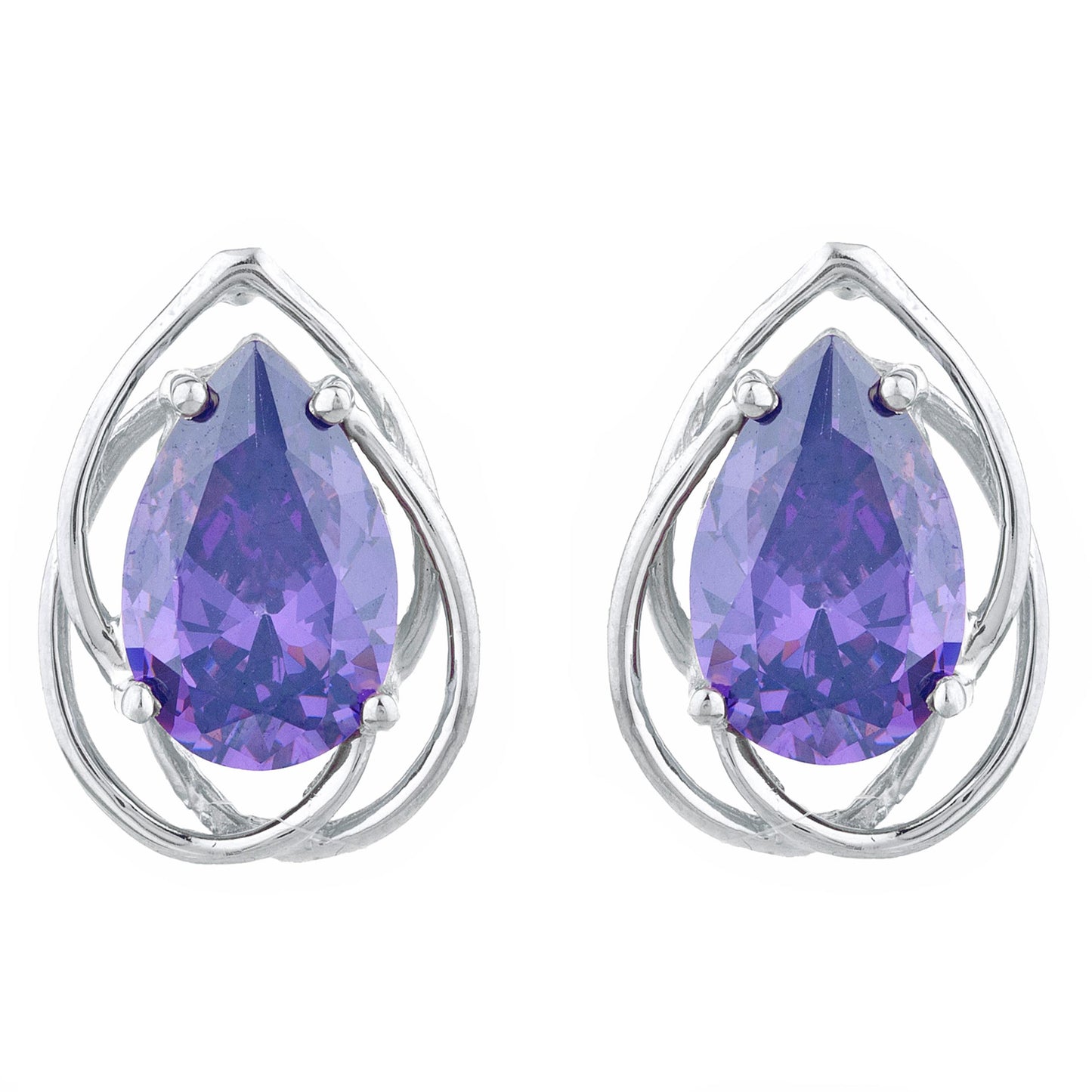 14Kt Gold 4 Ct Amethyst Pear Teardrop Design Stud Earrings