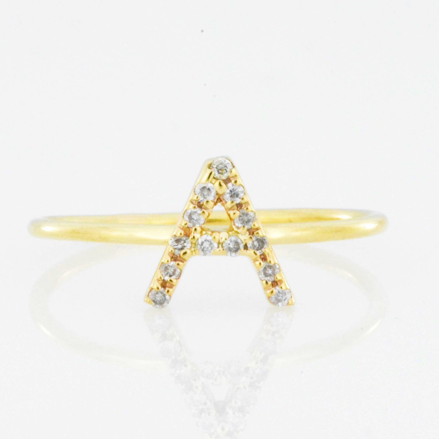 14Kt Gold Genuine Natural Diamond Initial Ring