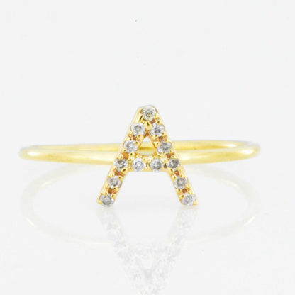 14Kt Gold Genuine Natural Diamond Initial Ring