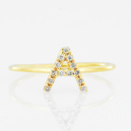 14Kt Gold Genuine Natural Diamond Initial Ring