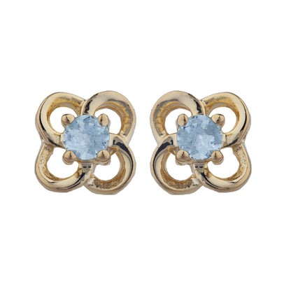 14Kt Gold Aquamarine Love Knot Stud Earrings