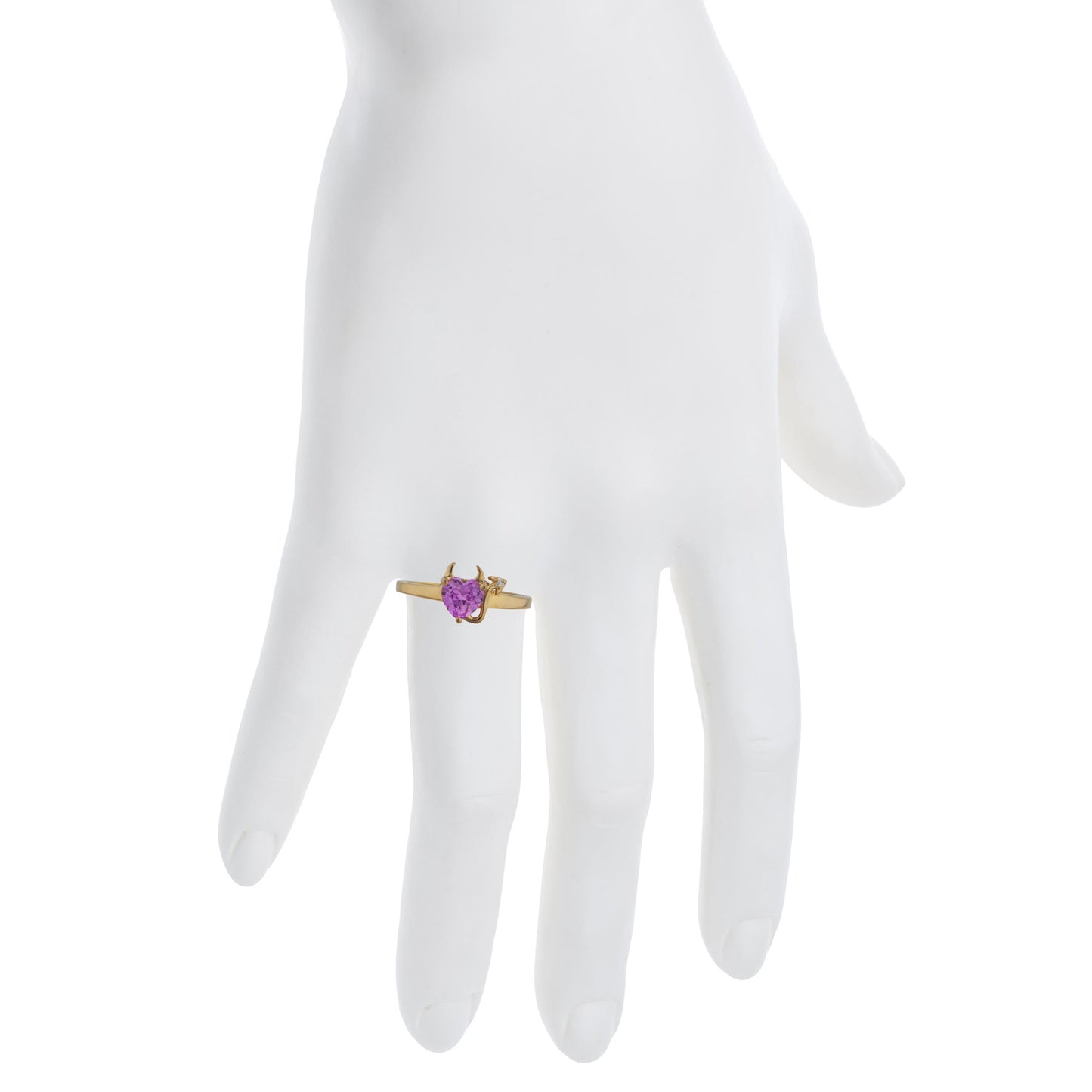 Pink Sapphire & Diamond Devil Heart Ring 14Kt Yellow Gold Rose Gold Silver