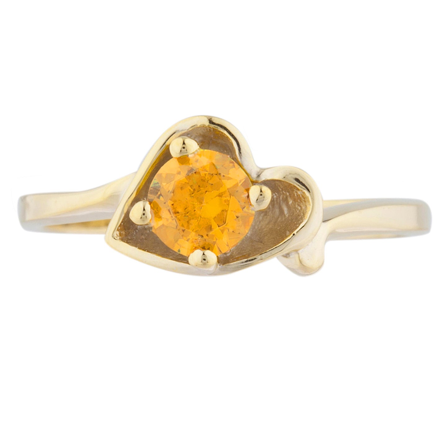 14Kt Gold Orange Citrine Round Heart Ring