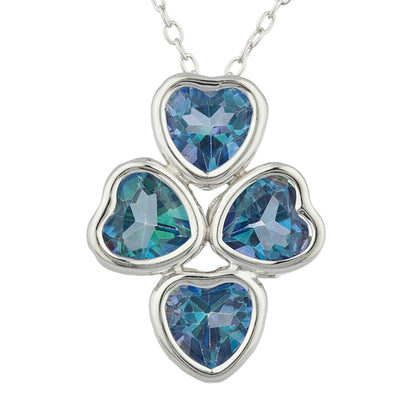 Natural Blue Mystic Topaz Heart Bezel Pendant .925 Sterling Silver