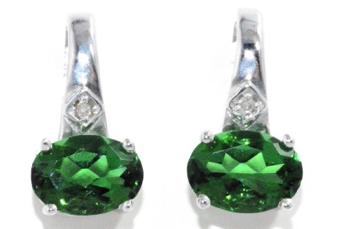 2 Ct Created Emerald Oval Diamond Stud Earrings .925 Sterling Silver