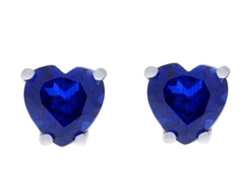 2 Ct Blue Sapphire Heart Stud Earrings .925 Sterling Silver