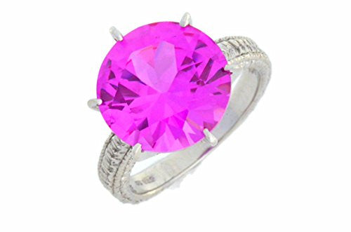 3.5 Ct Pink Sapphire Round Ring .925 Sterling Silver Rhodium Finish