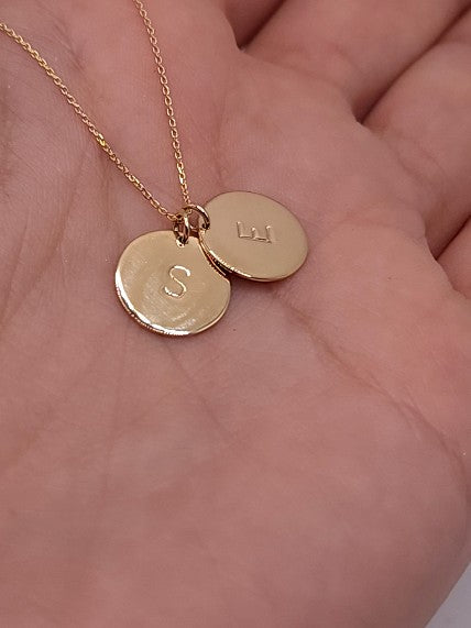 14Kt Gold Round Disc Personalized Pendant Necklace