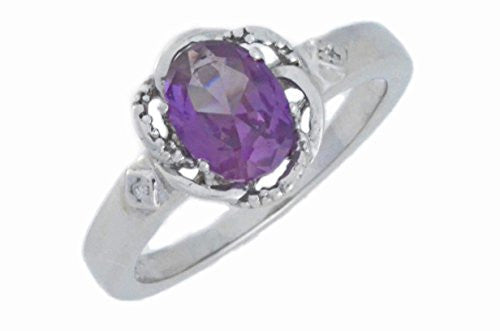 2 Ct Alexandrite & Diamond Oval Ring .925 Sterling Silver Rhodium Finish