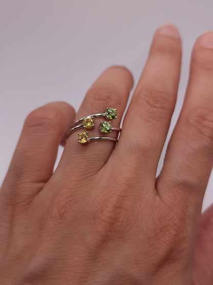 14Kt Gold 2 Stone Peridot Ring