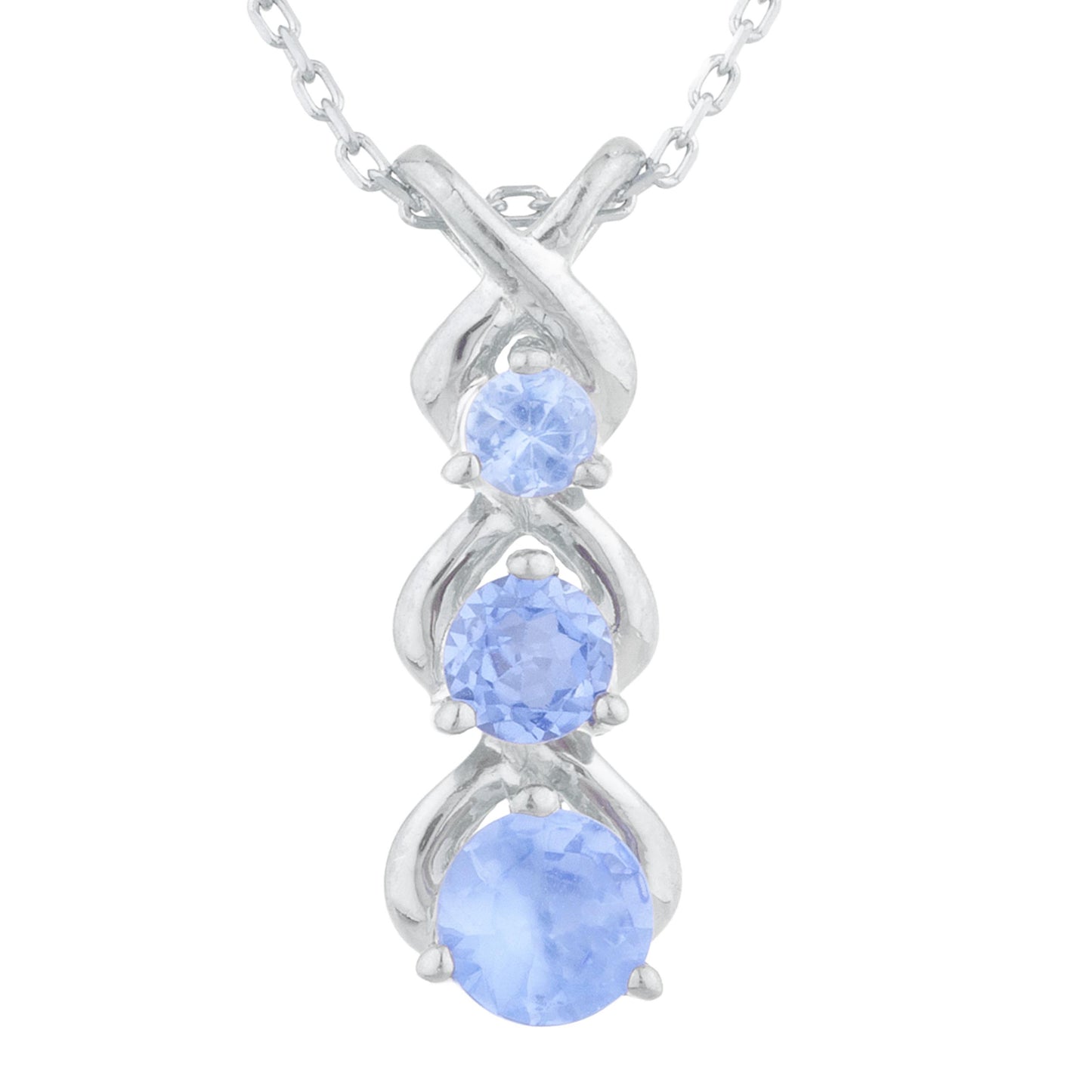 Tanzanite Round Past Present Future Pendant .925 Sterling Silver