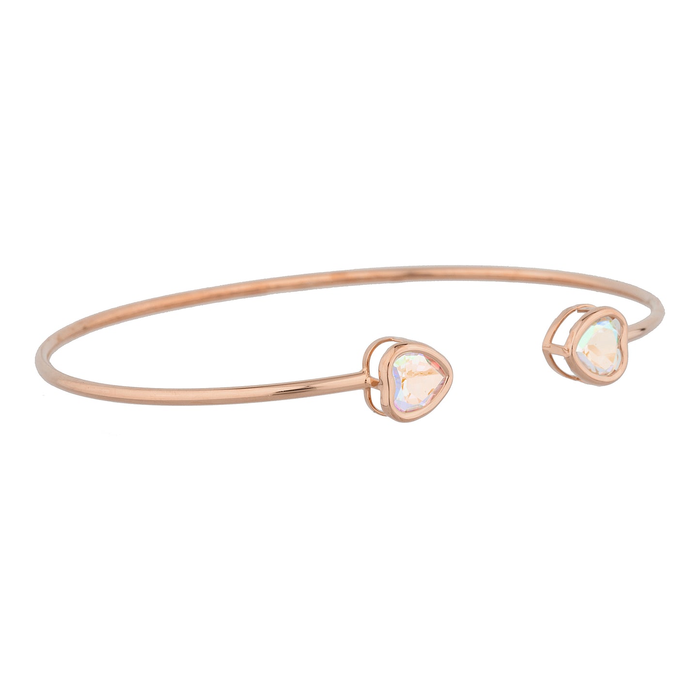 14Kt Rose Gold Plated Natural Mercury Mist Mystic Topaz Heart Bezel Bangle Bracelet