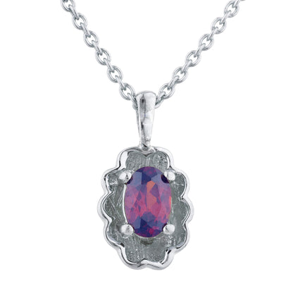 0.50 Ct Garnet Oval Design Pendant .925 Sterling Silver