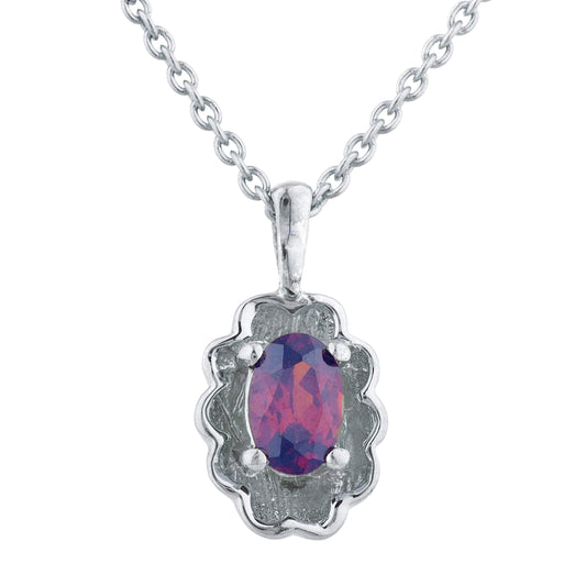 0.50 Ct Garnet Oval Design Pendant .925 Sterling Silver